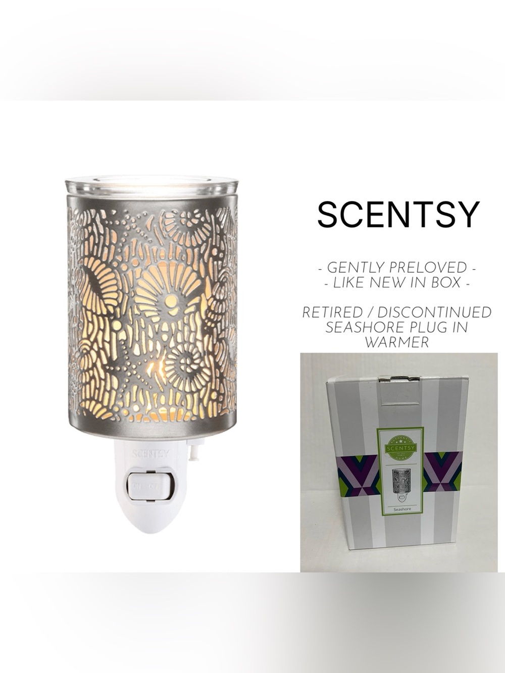 SCENTSY - LIKE NEW / GENTLY PRELOVED - SEASHORE / BEACH SEASHELL PLUG IN WARMER